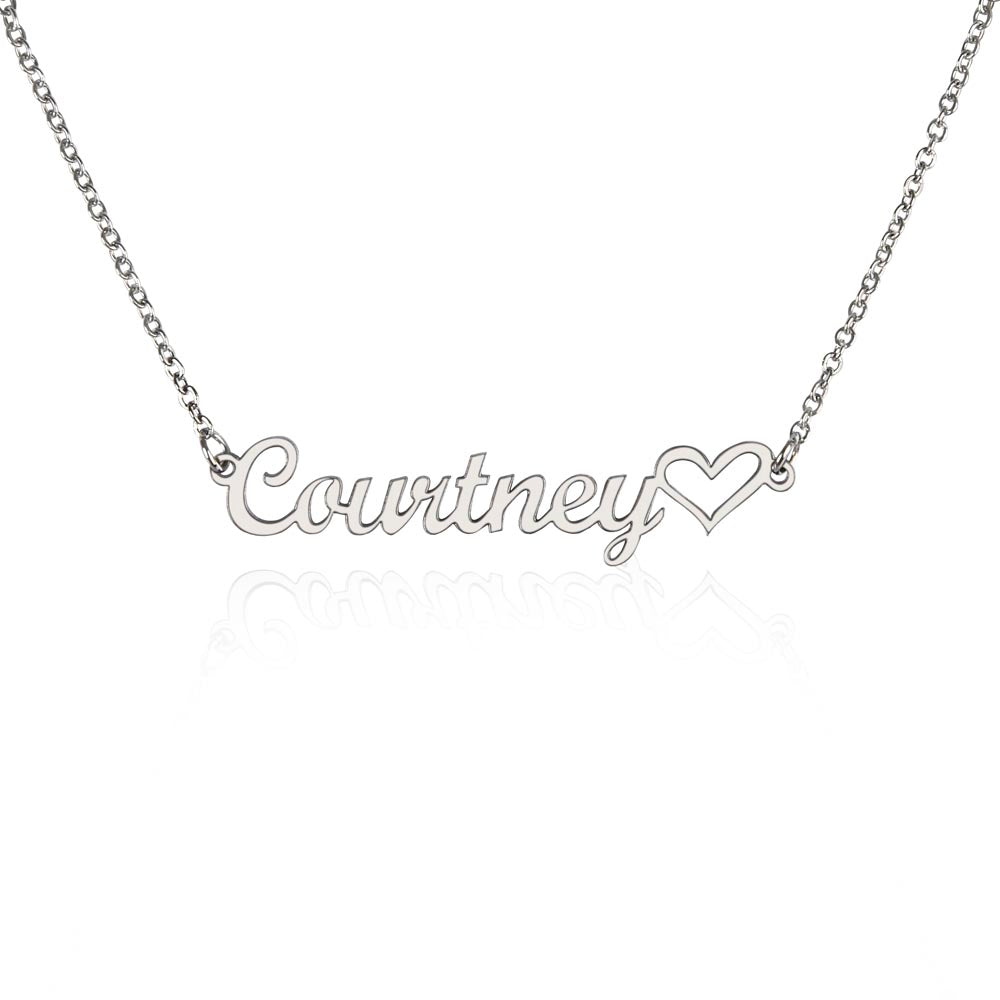 Script Mt Name Necklace with Heart