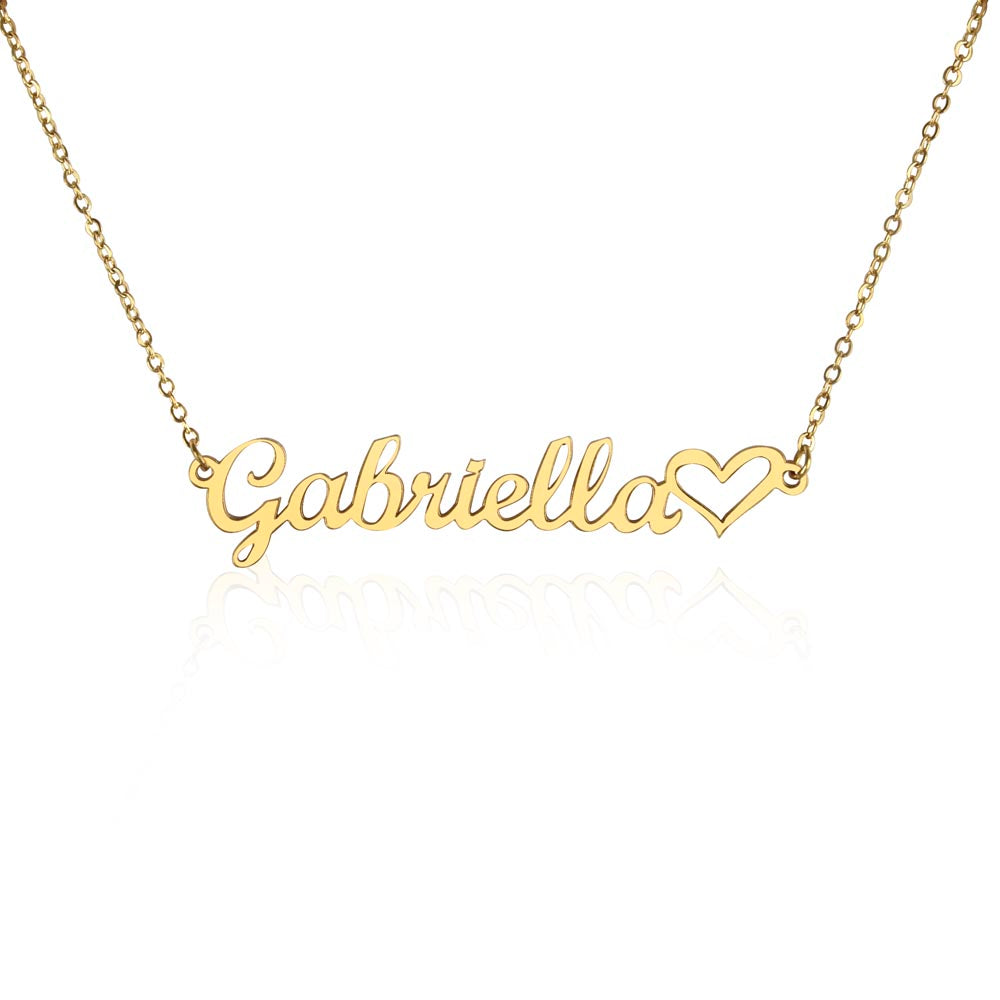 Script Mt Name Necklace with Heart