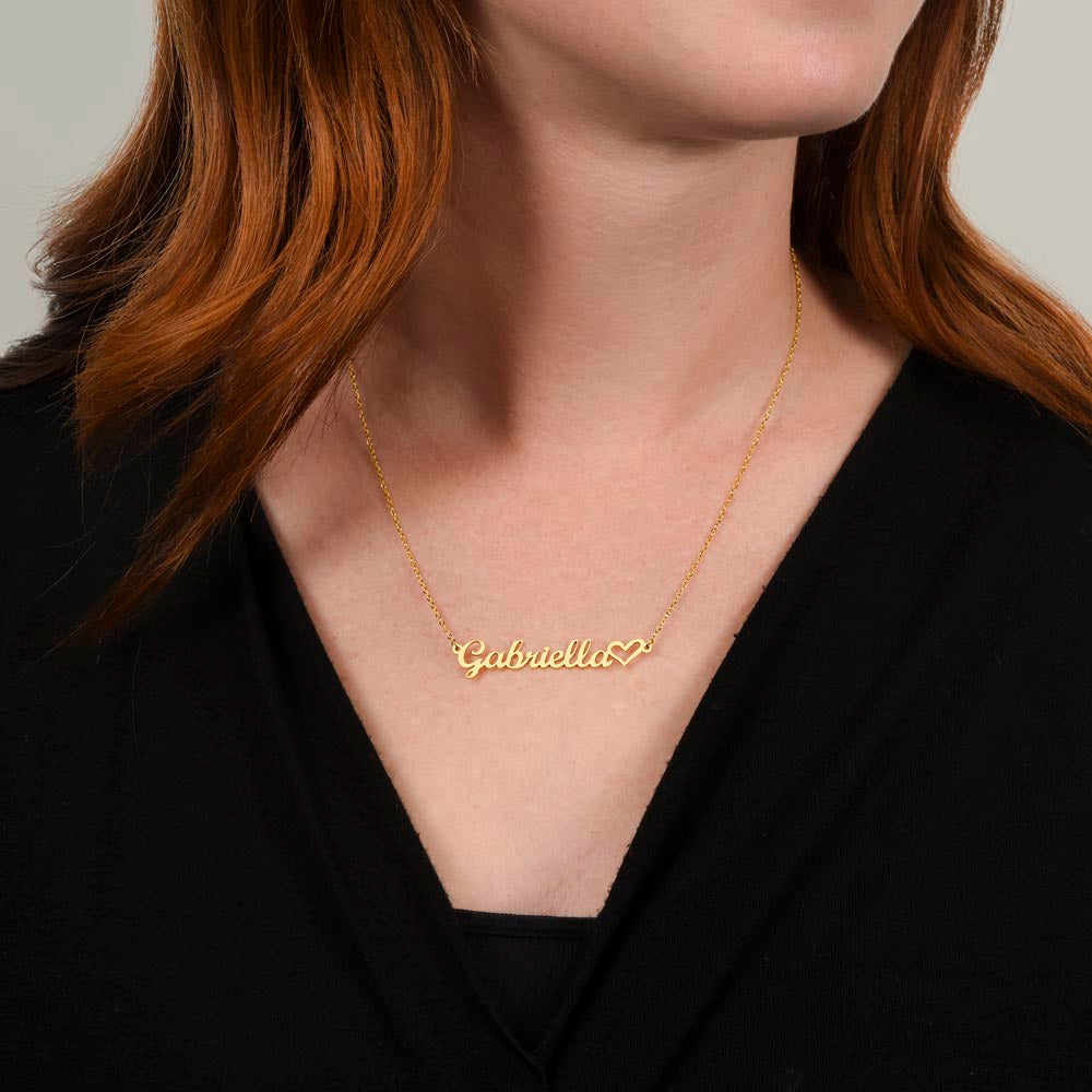 Script Mt Name Necklace with Heart