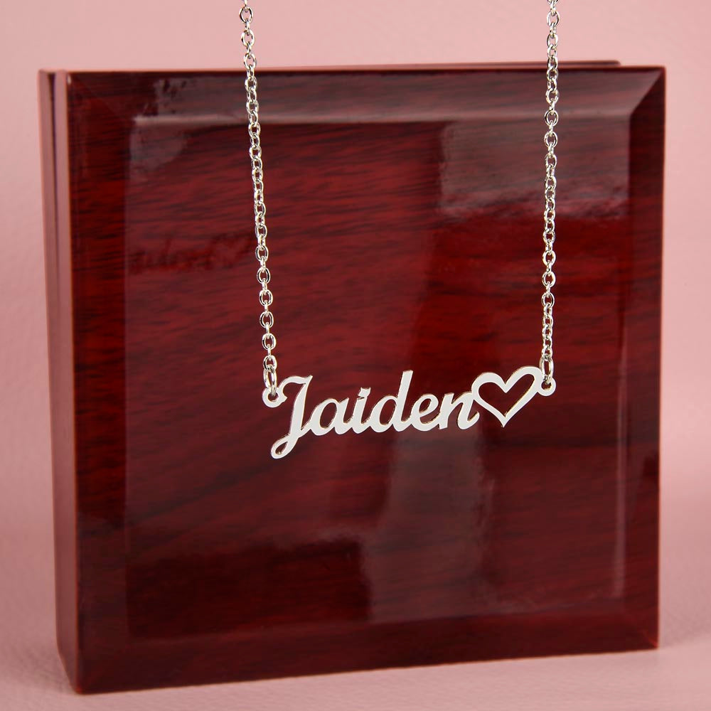 Script Mt Name Necklace with Heart