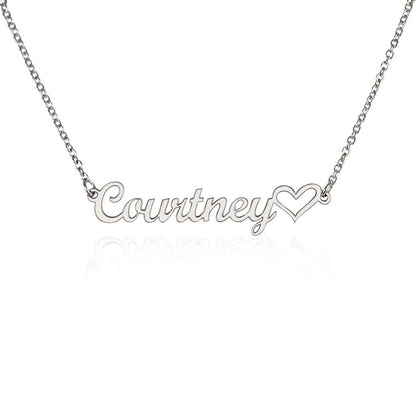 Script Mt Name Necklace with Heart