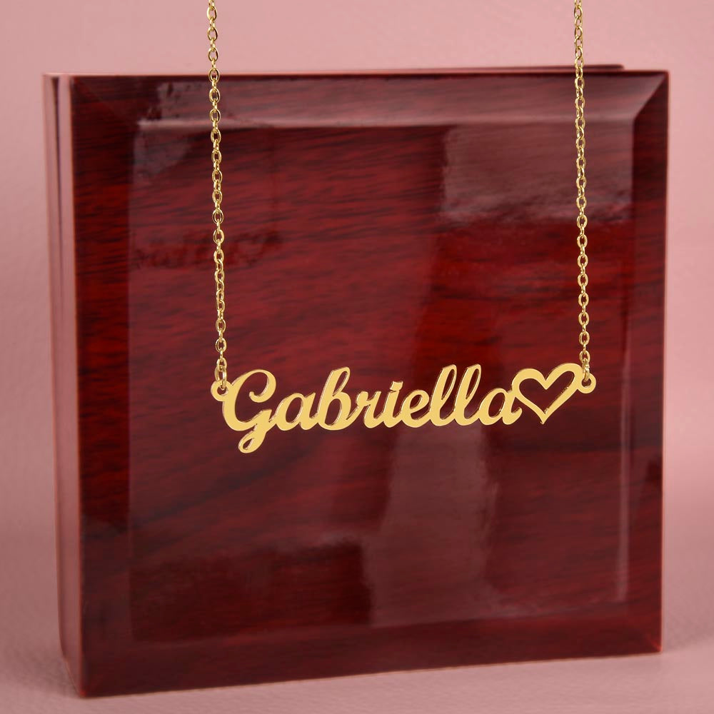 Script Mt Name Necklace with Heart
